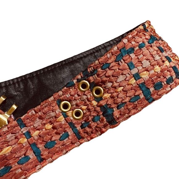 Toni A. Lowenthal Orange and Teal Woven Ribbon Belt Wearable Art - Picture 8 of 10